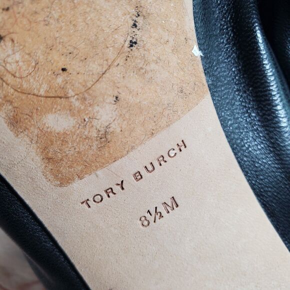 8.5 Tory Burch 55 MM Eddie Pump Chunky Block Heel Ballet Perfect Black Soft - Picture 9 of 10